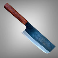 Custom Shiro Kamo AS Kurouchi TALL Nakiri 165mm - Honduran Rosewood, Rokkaku Hanmaru shaped