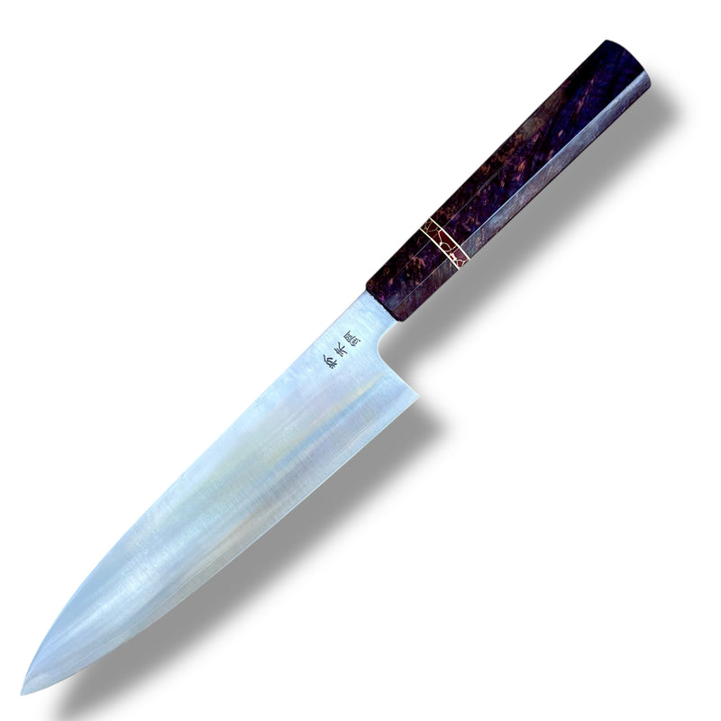 Custom Sukenari SG2 240mm Gyuto: Dyed box elder burl