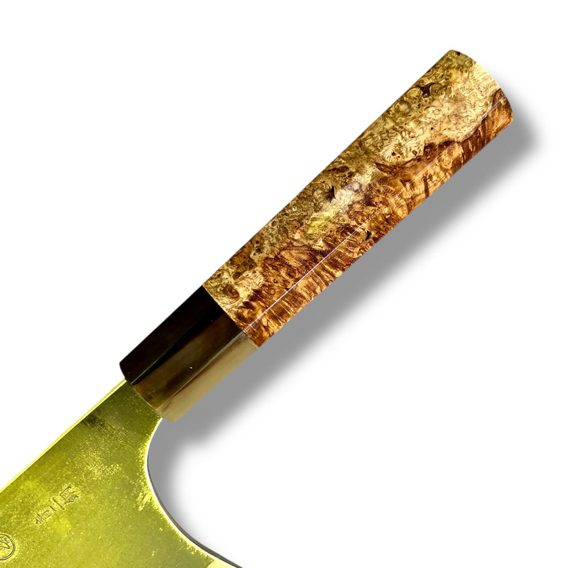 Custom Sugi Tadokoro Nakagawa W2 Tank 180mm - Amboyna burl and marbled horn