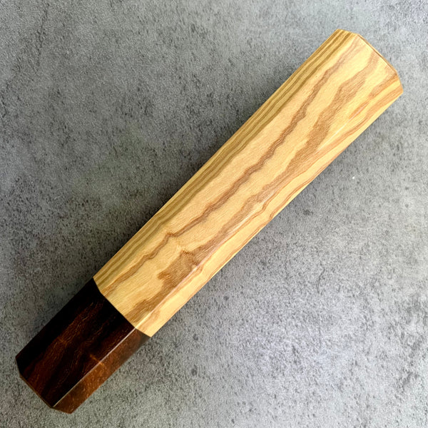 Custom Japanese Knife handle (wa handle)  for 240mm - Olive and Desert Ironwood