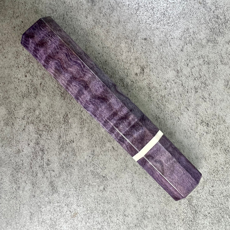 Custom Japanese Knife handle (wa handle)  for 240mm -  Purple dyed curly maple