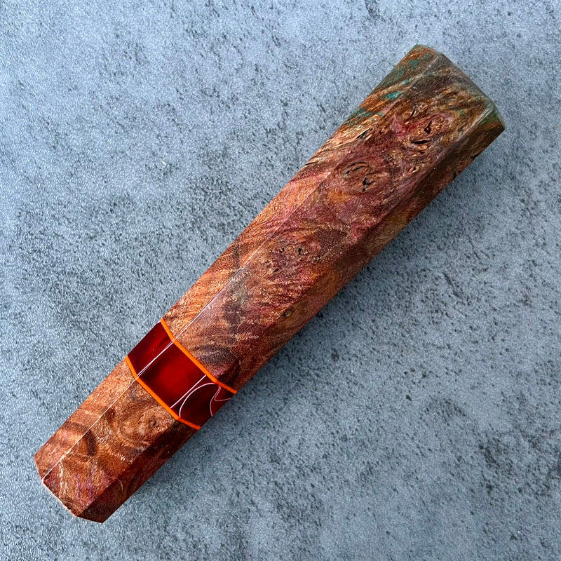 Custom Japanese Knife handle (wa handle)  for 165-210mm -  Double dyed maple burl