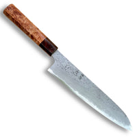 Custom Hatsukokoro Nigara Ryusui B2 Damascus  Tsuchime Gyuto 240 mm - Maple Burl and desert ironwood burl