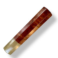 Custom Japanese Knife handle (wa handle)  for 165-210 mm: Red mallee burl and blonde horn