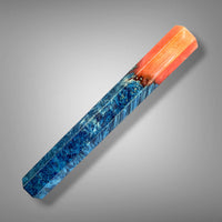 Custom Japanese Knife handle (wa handle)  for 165-210 mm: Dyed box elder burl hybrid blue/orange