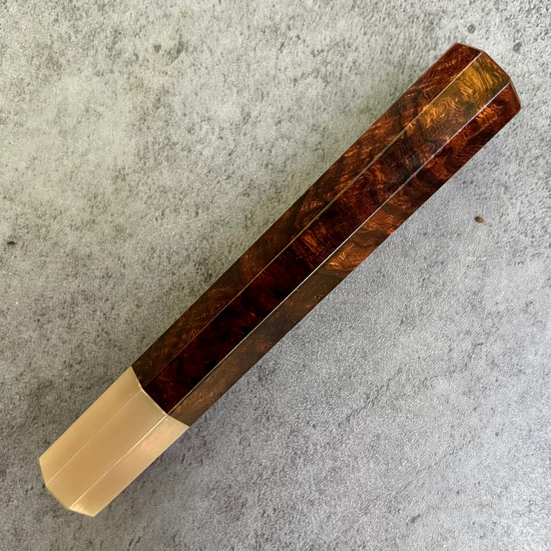 Japanese Knife handle (wa handle)  for 210 mm - Dark desert ironwood burl and blonde