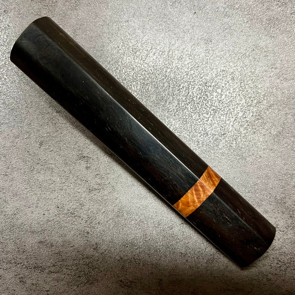 Custom Japanese Knife handle (wa handle)  for 240mm : D-shaped African Blackwood and Thuya burl