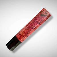 Japanese Knife handle (wa handle)  for 165-210 mm :   Red dyed maple burl and horn