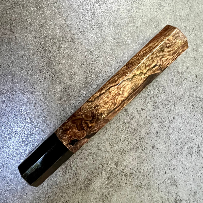 Custom Japanese Knife handle (wa handle)  for 165-210mm : Spalted oak burl and horn