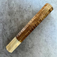 Custom Japanese Knife handle (wa handle)  for 165-210mm - Chocolate Koa with tight curl and blonde horn