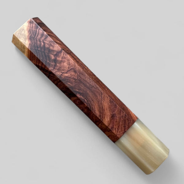 Custom Japanese Knife handle (wa handle)  for 240 mm -  Cocobolo burl and blonde horn