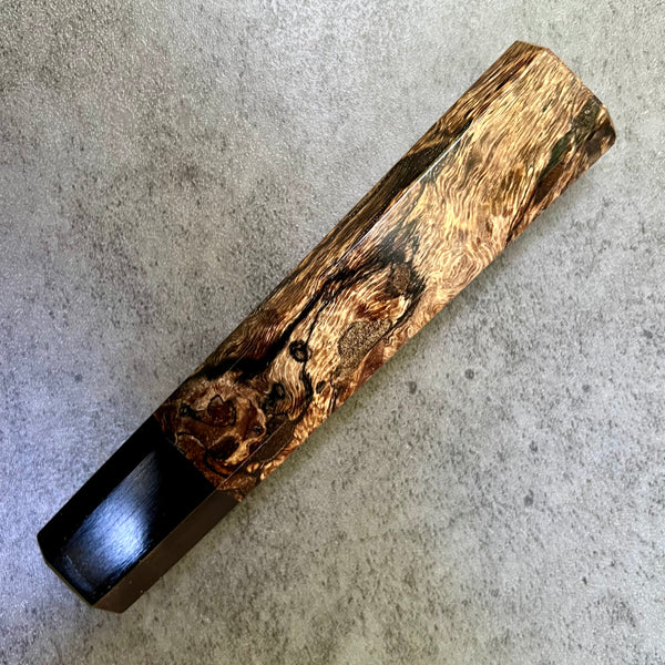 Custom Japanese Knife handle (wa handle)  for 165-210mm : Spalted oak burl and horn