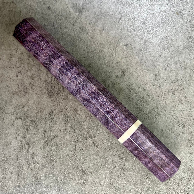 Custom Japanese Knife handle (wa handle)  for 240mm -  Purple dyed curly maple