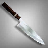 Custom Tadokoro x Tanaka Aogami Super Tall Gyuto 255mm Hon Kasumi Finish - Macassar Ebony, bronze and nickel-silver