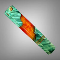 Custom Japanese Knife handle (wa handle)  for 165-210 :  Box elder burl hybrid - green dye, orange gold swirl