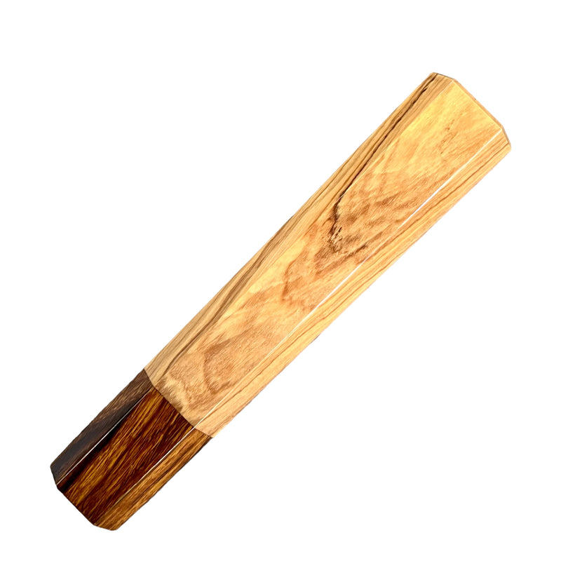 Custom Japanese Knife handle (wa handle)  for 240mm : Wild Olive (Olea oleaster) and desert ironwood