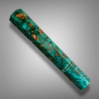 Custom Japanese Knife handle (wa handle)  for 165-210 mm: Teal Dyed Karelian Birch and Vintage Poker Chip