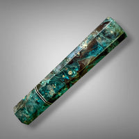 Custom Japanese Knife handle (wa handle)  for 240-260mm :  Double dyed box elder burl and nickel silver (Block BE141)