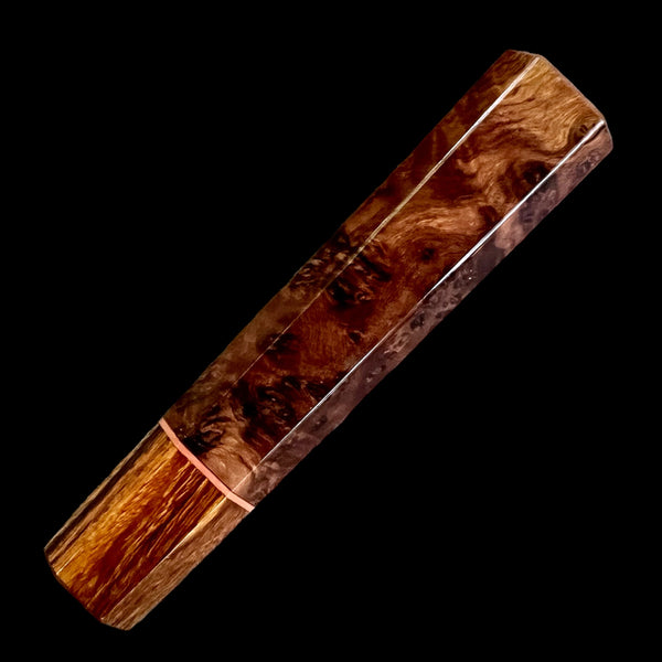 Custom Japanese Knife handle (wa handle)  for 165-210mm : Chechen burl and desert ironwood