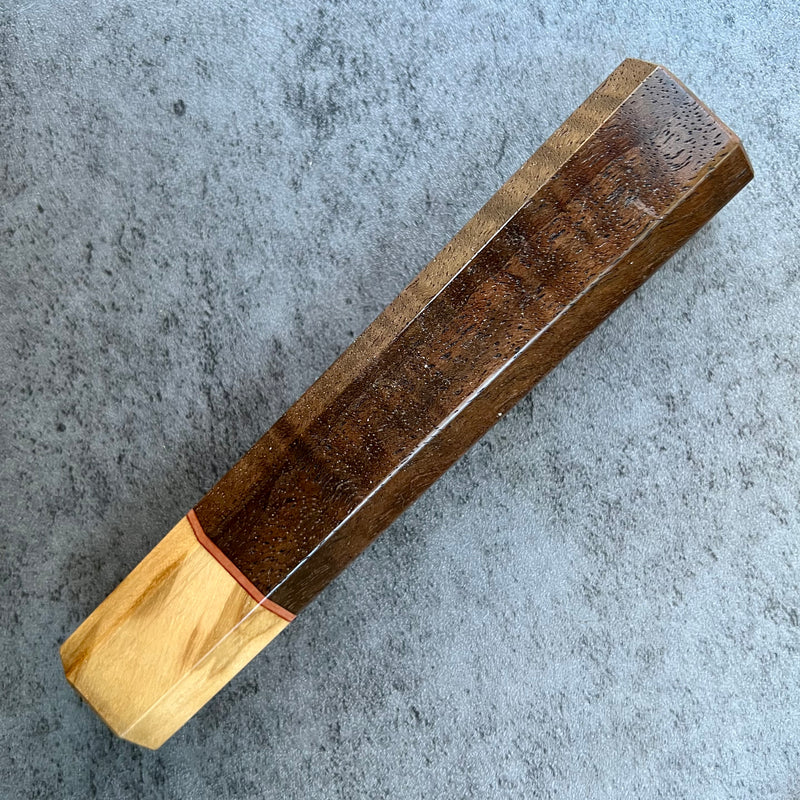 Custom Japanese Knife handle (wa handle)  for 165-210 mm knife : Claro walnut and olive