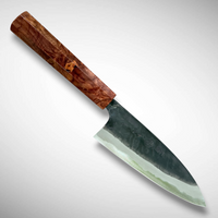 Custom Kyohei Shindo Iron clad Aogami Kurouchi Funyaki 150 mm - Maple Burl