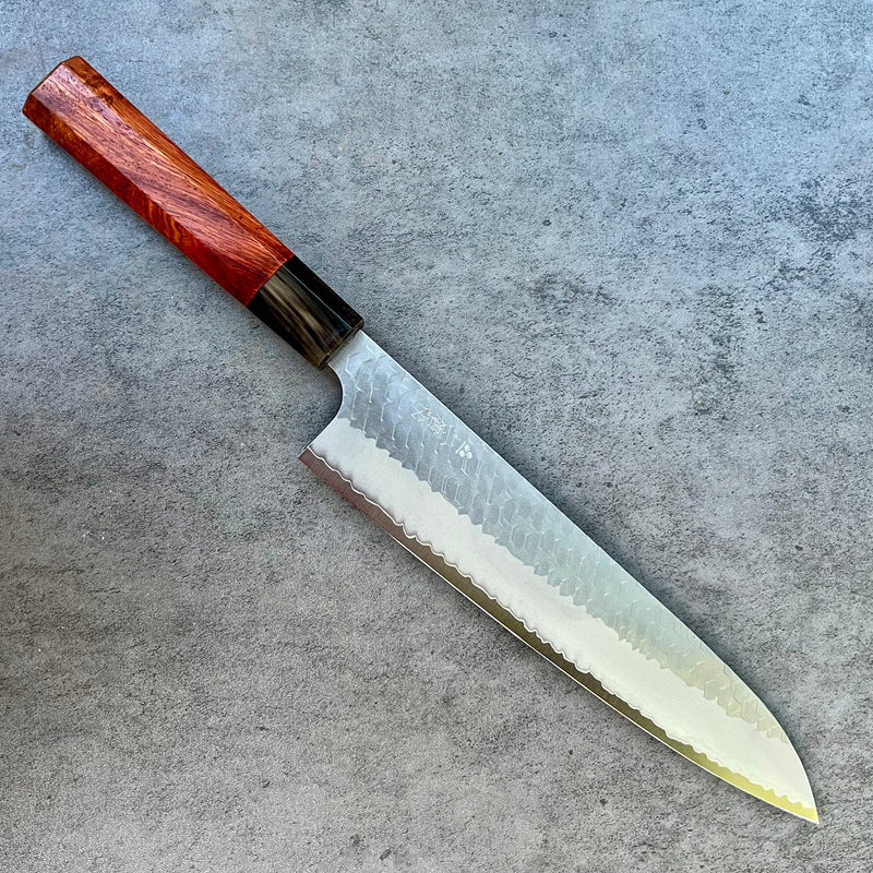 Custom Nigara Hamono SG2 Migaki Tsuchime Gyuto 240 mm -    Siamese Rosewood and Horn