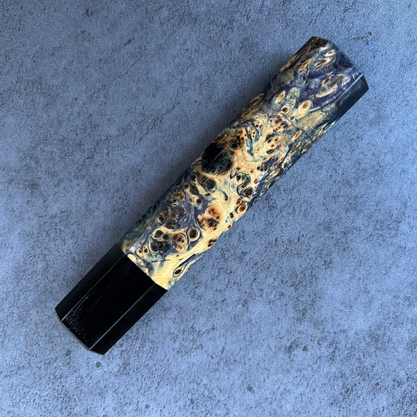 Custom Japanese Knife handle (wa handle)  for 165-210mm - Blue dyed Canadian Yellow Cedar