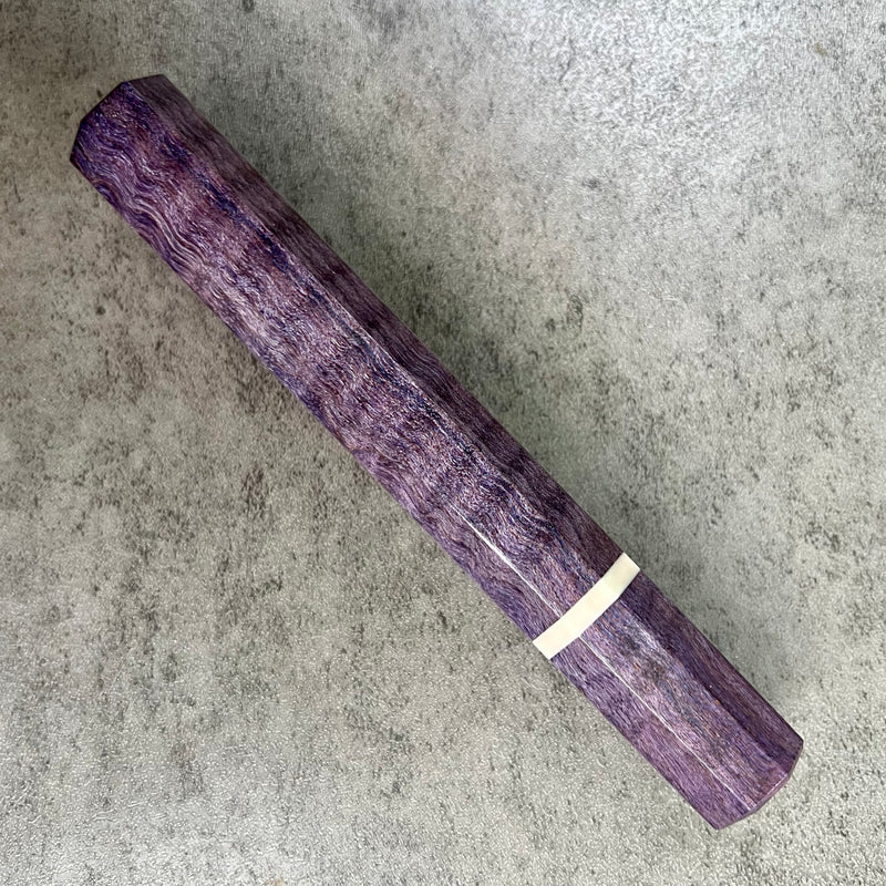 Custom Japanese Knife handle (wa handle)  for 240mm -  Purple dyed curly maple