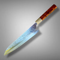 Custom Yu Kurosaki Fujin SG2 Hammered Gyuto 240 - Bloodwood burl and blonde horn