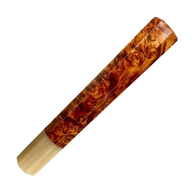 Custom Japanese Knife handle (wa handle)  for 240-260 mm -  Amboyna burl and marbled horn