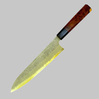 Custom Hatsukokoro Nigara Ryusui B2 Damascus  Tsuchime Gyuto 240 mm - Honduran Rosewood Burl