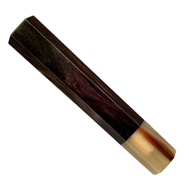 Custom Japanese Knife handle (wa handle)  for 240mm : African Blackwood and marbled horn