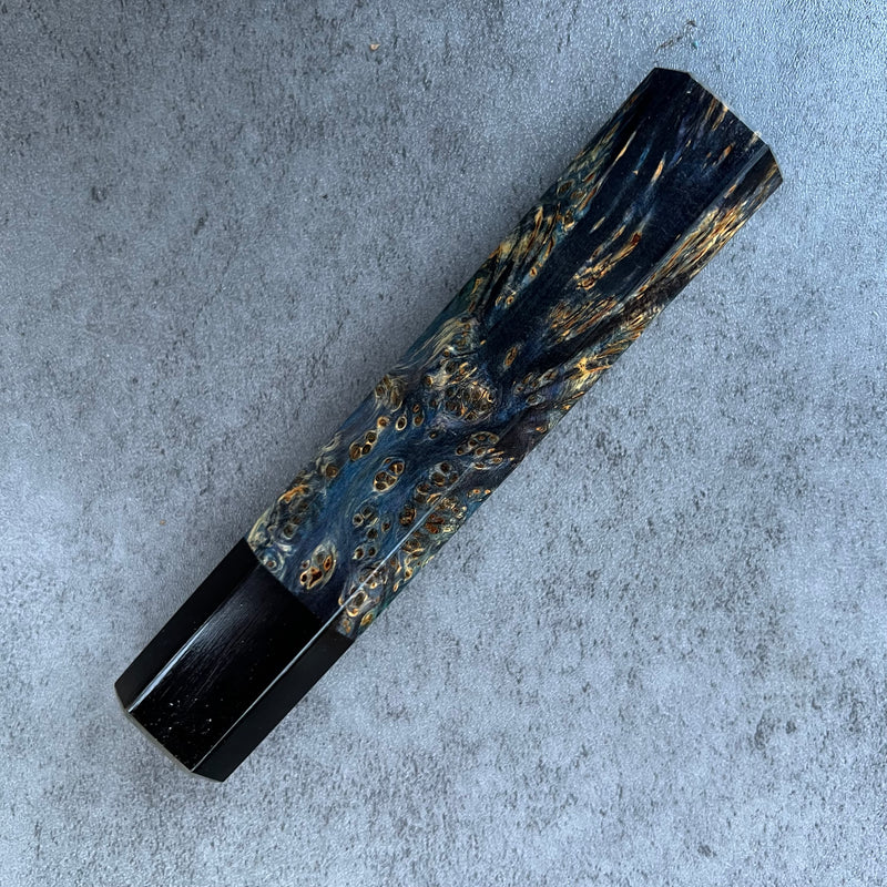 Custom Japanese Knife handle (wa handle)  for 165-210mm - Blue dyed Canadian Yellow Cedar