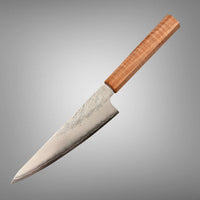 Custom Hatsukokoro Ginrei Silver 3  Ko-Santoku 150 mm - Curly maple