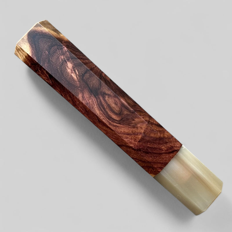 Custom Japanese Knife handle (wa handle)  for 240 mm -  Cocobolo burl and blonde horn