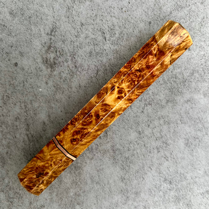Custom Japanese Knife handle (wa handle)  for 240mm - Amboyna burl and copper