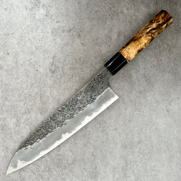 Custom Manaka Kisuke Aogami 1 Gyuto 210mm  - Spalted Tamarind and horn