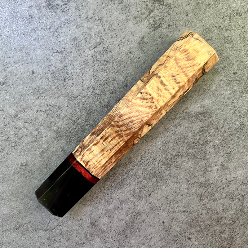 Custom Japanese Knife handle (wa handle)  for 240mm -  Spalted sycamore and buffalo horn
