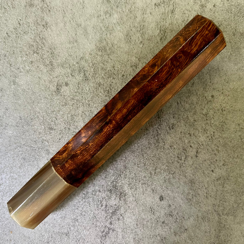 Custom Japanese Knife handle (wa handle)  for 165-210mm : Desert Ironwood and marbled horn