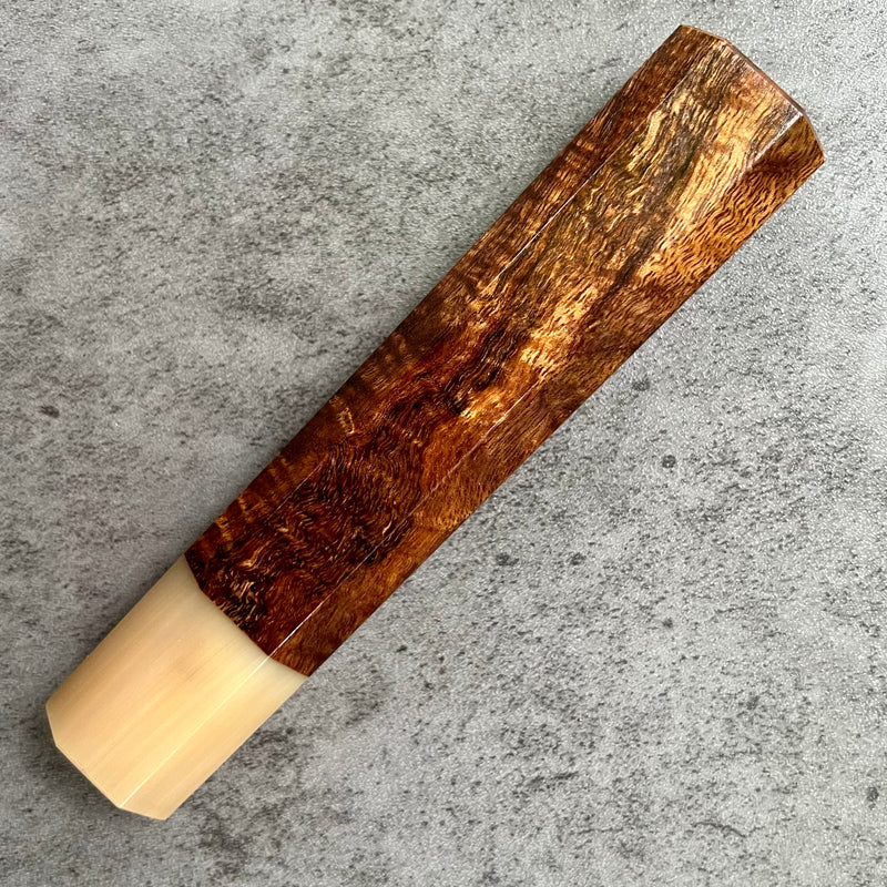 Custom Japanese Knife handle (wa handle)  for 165-210mm :  Koa and blonde horn