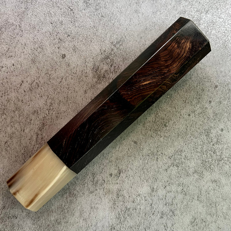 Custom Japanese Knife handle (wa handle)  for 240mm -   NiceAfrican Blackwood and marbled horn