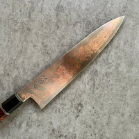 Custom Hatsukokoro Yorokobi SLD Copper Suminagashi Gyuto 240 mm - Desert Ironwood burl