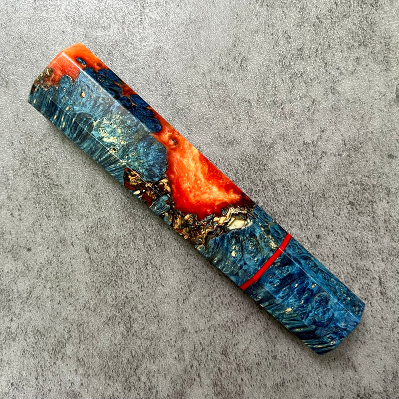 Custom Japanese Knife handle (wa handle)  for 165-210mm :  blue dyed box elder burl hybrid