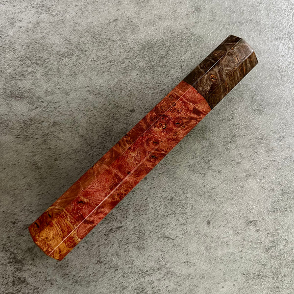 Custom Japanese Knife handle (wa handle)  for 165-210mm : Dyed maple burl