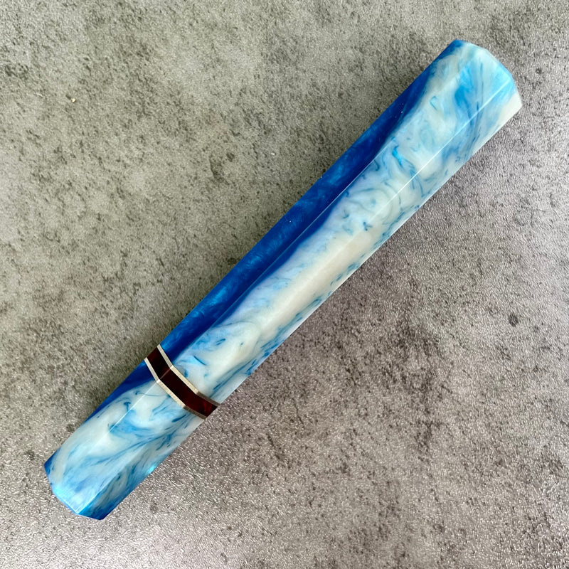 Custom Japanese Knife handle (wa handle)  for 165-210mm :  Blue and white swirl