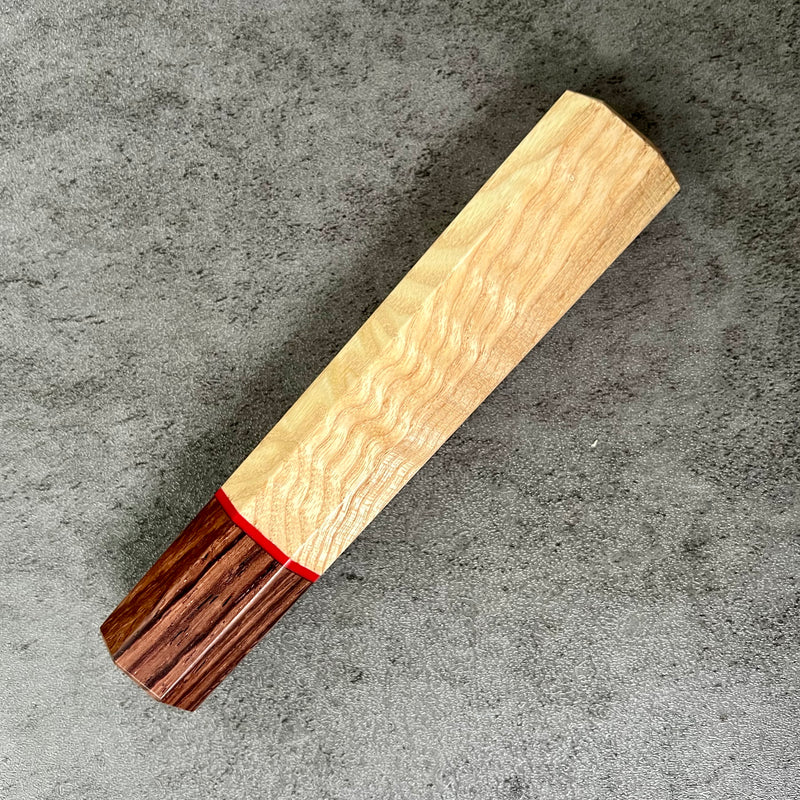 Custom Japanese Knife handle (wa handle)  for 165-210mm :  Nice piece of hickory and Honduran Rosewood