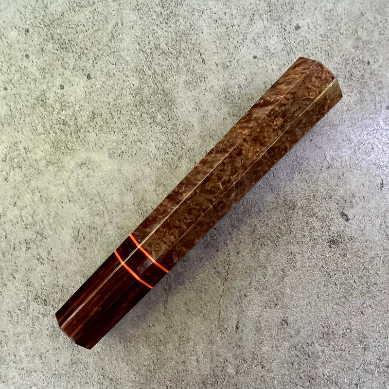 Custom Japanese Knife handle (wa handle)  for 165-210mm : Dyed black ash and desert ironwood