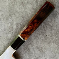 Custom Hatsukokoro Yorokobi SLD Copper Suminagashi Gyuto 240 mm - Desert Ironwood burl