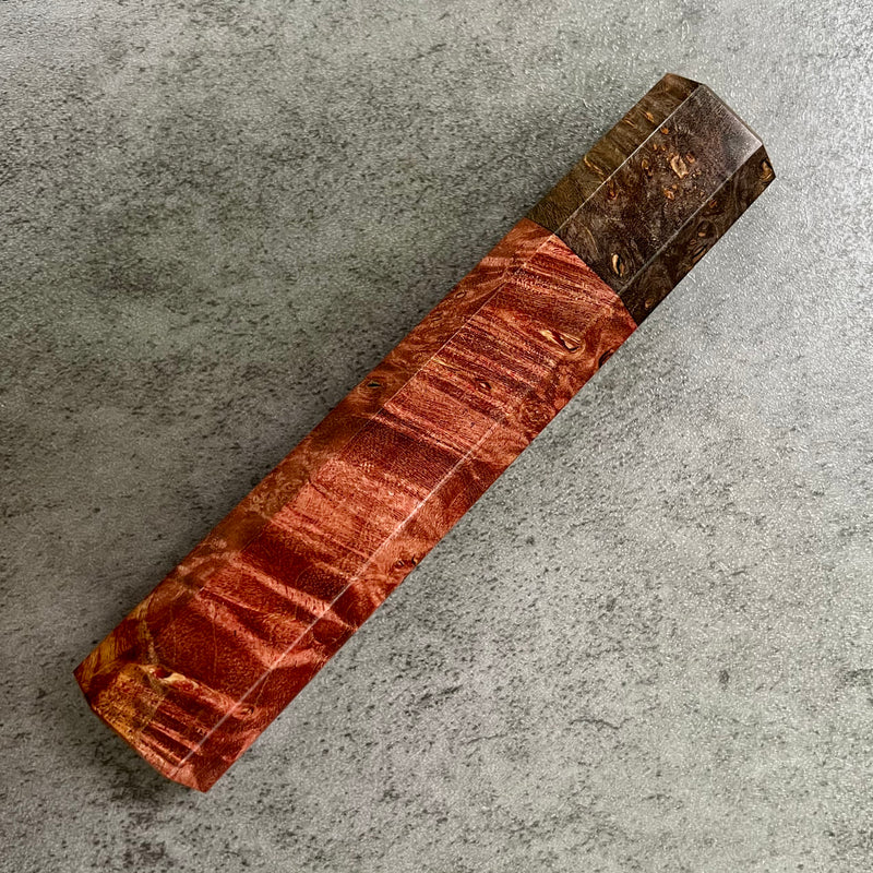 Custom Japanese Knife handle (wa handle)  for 165-210mm : Dyed maple burl