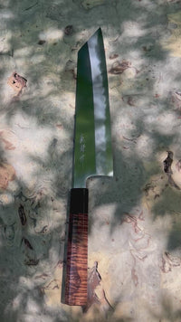 Custom Sugi Tadokoro x Yoshikazu Tanaka Aogami Super Tall Kiritsuke Gyuto 240 Hon Kasumi Finish - Hawaiian Koa and buffalo horn